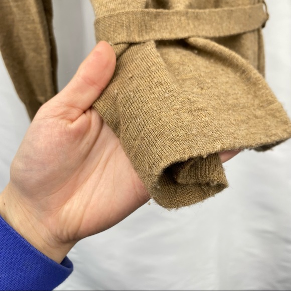 Eddie Bauer Brown Tan Merino Wool Belted Cardigan Sweater - Picture 7 of 7
